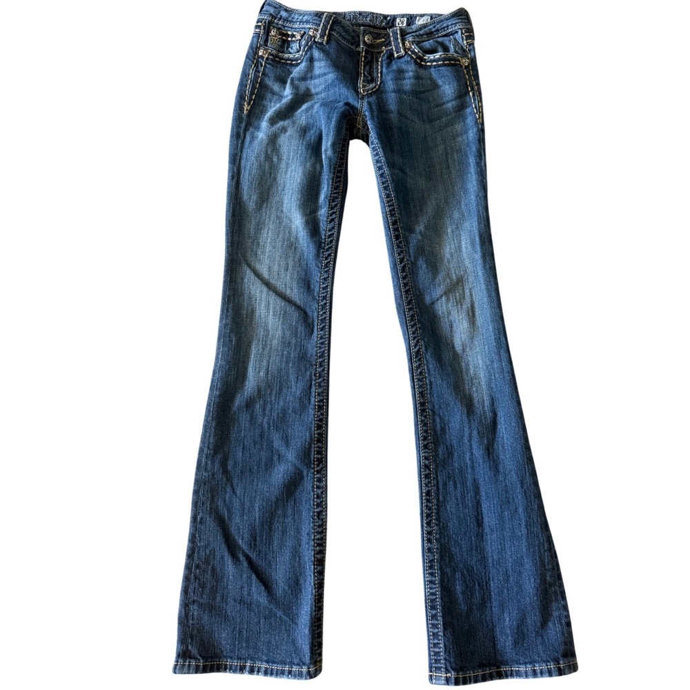 Miss Me Jeans Women's 28 | Distressed Bootcut Flare Contrast Stitch Y2K Jeans